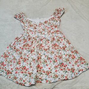 Mixed Threads White Floral Cottagecore Milkmaid Flowy Print Cotton Mini Dress XL